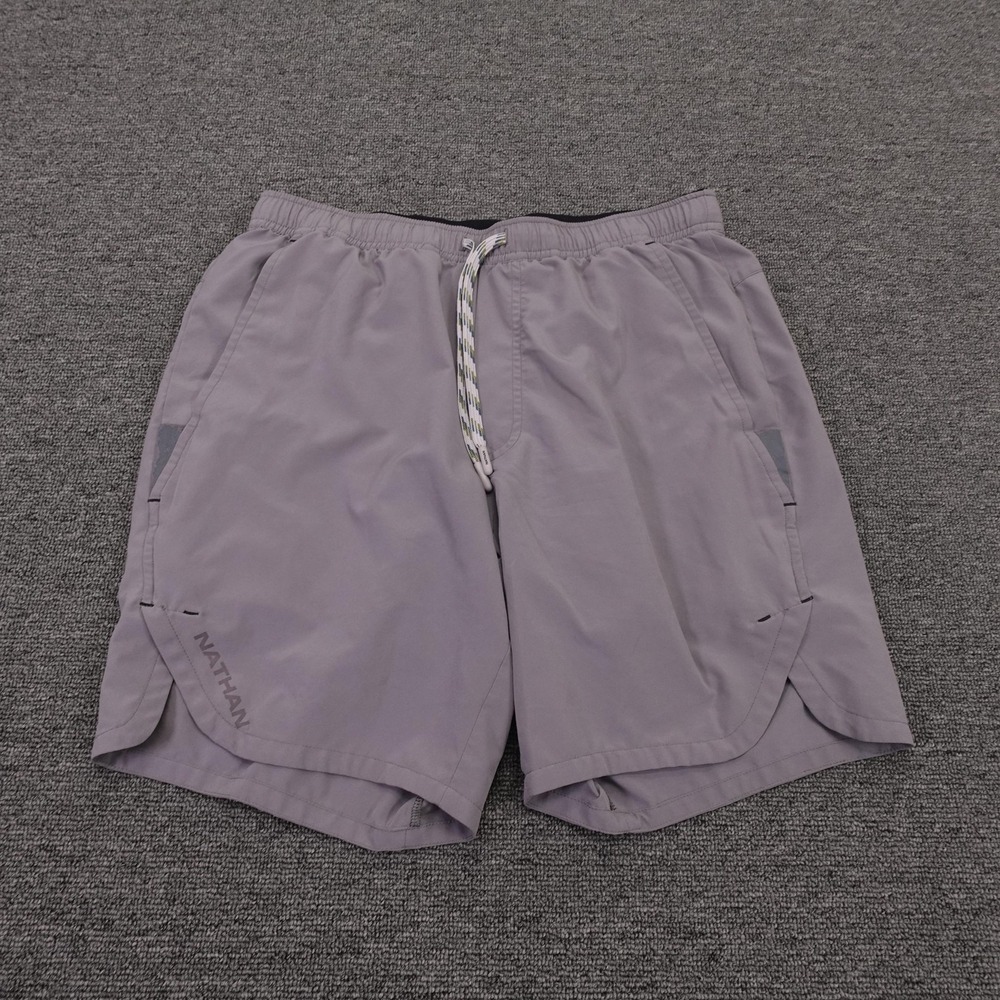 Nathan Shorts Mens 32 Gray Lined Running Lightweight Reflective 7 Inseam Gym